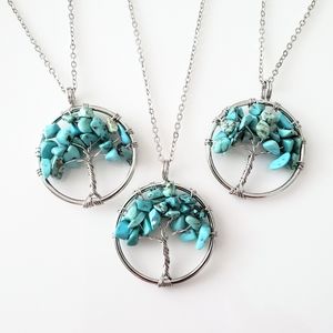 LAST ONE! Natural turquoise howlite tree of life pendant necklace